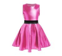 Yruioon Kids Girls Halloween Theme Party Cosplay Costume Invisible Zipper Costume A-line Dress Hot Pink 7-8 Years