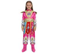 Yruioon Lady Warlord Costume for Girls Long Sleeve Embroidery Outfits Perking Opera Performance Clothes Set Hot Pink 10-11 Years