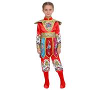 Yruioon Lady Warlord Costume for Girls Long Sleeve Embroidery Outfits Perking Opera Performance Clothes Set Red 3-4 Years