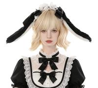 Yruioon Lolita Rabbit Ear Headband for Halloween Cosplay Props Accessories Party Bow Accessory Lolita Hair Hoop Black One Size