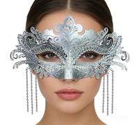 Yruioon Mardi Gras Deecorations Venetian Masks for Womens Masquerade Mask Half Face Cover Event Gear Silver One Size