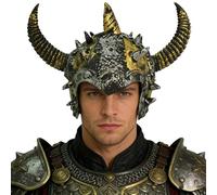 Yruioon Medieval Viking Age Horned Berserker Soldier Warrior Costume Hat For Halloween Cosplay Party Gold Horn One Size