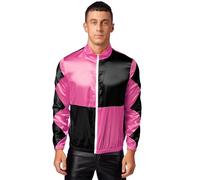 Yruioon Mens Horse Trainer Costume Long Sleeve Satin Horse Racer Jacket Coat Racehorse Fancy Dress Up Halloween Costume Rose 3X-Large