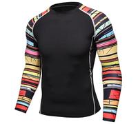 Yruioon Mens Quick-Dry Long-Sleeve Swim Shirt Summer Beach Rash Rash Vest Fishing Diving Athletic Swimwear Tops Colourful XXL