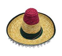 Yruioon Mexican Sombrero Hat Adults Straw Sombrero With Serape Trim Costume Hat For Cinco De Mayo Type B 49cm One Size