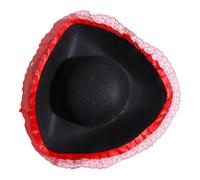 Yruioon Pirate Hat for Adults Kid, Lace Edge Tricorn Hat Fancy Dress Headwear for Theme Party Halloween Cosplay Festival Red One Size