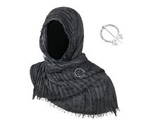 Yruioon Post Apocalyptic Hooded Cloak With Brooch, Desert Poncho Cape Halloween Themed Party Costume Black One Size