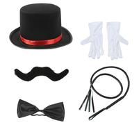 Yruioon Ringmaster Circus Costume Top Hat Magician Hats Costume Accessories for Halloween Role Play Party Type A One Size