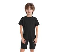 Yruioon Special Needs Adaptive Clothing for Children Girls Boys Autism Sensory Jumpsuit Short Sleeve Anti-strip Romper Black 9-10 Years