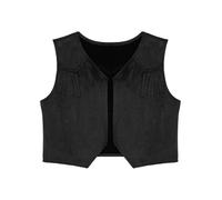 Yruioon Unisex Children Cowboys Cowgirl Vest Sleeveless Tassel Jacket Open Front Waistcoat Tops Black 9-10 Years
