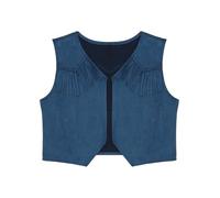 Yruioon Unisex Children Cowboys Cowgirl Vest Sleeveless Tassel Jacket Open Front Waistcoat Tops Navy 9-10 Years