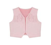 Yruioon Unisex Children Cowboys Cowgirl Vest Sleeveless Tassel Jacket Open Front Waistcoat Tops Pink 13-14 Years