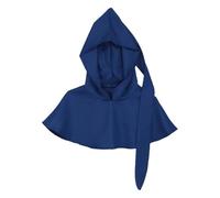 Yruioon Unisex Medieval Cowl Hat Gothic Pagan Hooded Robe Cloak with Long Tail for Halloween Cosplay Blue One Size