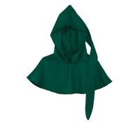 Yruioon Unisex Medieval Cowl Hat Gothic Pagan Hooded Robe Cloak with Long Tail for Halloween Cosplay Green One Size