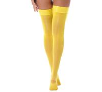 Yruioon Women's Solid Color Sheer Smooth Thigh High Stockings See Through Knee Length Long Socks Yellow One Size