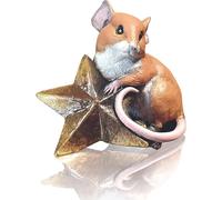 YRW Bronze Mouse with Star Figurine, Miniature Animal Sculpture