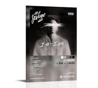 YRWOERHWER 21 SAVAGE Album I AM I WAS Poster Wall Art Canvas Poster Modern Aesthetic Art Decor Painting for Living Room Bed Room 12x18inch(30x45cm) Frame-style