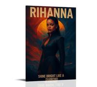 YRWOERHWER Rihanna Poster Wall Art Canvas Poster Modern Aesthetic Art Decor Painting for Living Room Bed Room 16x24inch(40x60cm) Frame-style