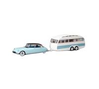 YRXIAO 1:18 For Citroen Ds 19 1959 Drag Travel Rv Model Static Decoration Ornament Fan Souvenir(Blue)