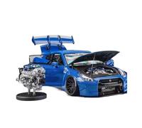 YRXIAO 1 18 For Nissan GT-R R35 LBWK Wide Body Full Carbon Alloy Car Model Collection Ornaments(Blue)