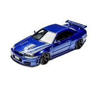 YRXIAO 1:64 For GT-R R34 Skyline Resin Car Model Collection Home Ornaments Decorative Souvenirs(Blue)