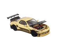 YRXIAO 1 64 For Mazda RX-7 Rocket Rabbit Open Version Big Rear Wing Flip-up Light Alloy Model Car(Gold)