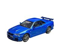 YRXIAO 1:64 For Nismo R34 GT-R Z-tune FuelFest Blue Classic Static Display Collectible Toy Vehicle