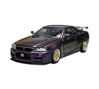 YRXIAO 1 64 For Nissan GTR R34 Open Version Alloy Car Model Collection Miniature Ornaments Green(Purple)