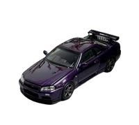 YRXIAO 1 64 For SKYLINE GTR R34 V Spec II Openable Front Cover Metal Cast Alloy Car Model Purple(Purple)