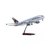 YRXIAO 45.5cm 1/160 Scale For A380 Qatar Die-Cast Airplane Model With Light & Wheels Resin Collectible For Collection Gifts(No light)