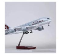 YRXIAO 45.5cm 1/160 Scale For A380 Qatar Die-Cast Airplane Model With Light & Wheels Resin Collectible For Collection Gifts(With light)
