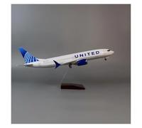 YRXIAO 47cm 1:85 Scale For Plane Model B737 Max United Miniature With Base Collection Souvenir For Collection Gifts(With light)