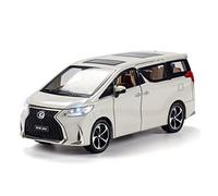 YRXIAO Replica Car 1:24 For Lexus LM300 MPV Alloy Die Cast Model Car With Sound Light Pull Back Collection Toy Decorative collection(White)