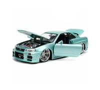 YRXIAO Replica Super Car 1 24 For Nissan Skyline Ares GTR R34 Alloy Sports Car Model Racing Model Simulation Collection gift or decorative collection(green)
