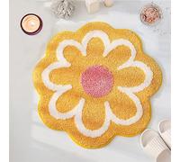 YRXRUS Flower Bath Mat, Yellow Bathroom Rug, Beauty Bath Mats, Ultra Soft Microfiber Bath Rug, Machine Washable Flower Rug, Shower Bathtub Mat Gift Aesthetic Summer Room Decor, 23.6x23.6 in