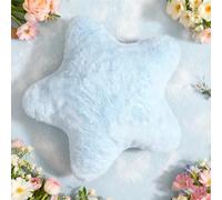 YRXRUS Star Pillows, Light Blue Star Shaped Pillow, Decorative Throw Pillow Gifts, Cute Plush Room Decor, Fluffy Faux Rabbit Fur 14"x14"Pillows for Living Bedroom
