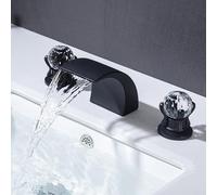 YRYRHX Waterfall Basin Mixer Tap Black Basin Taps Mixer Waterfall Bathroom Sink Tap Double Lever Taps for Bathroom Basin Hot and Cold Household faucets
