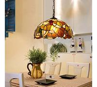 YRYRYW 12-Inch Style Grape Pendant Lights Stained Glass Kitchen Island Hanging Lamp European Pastoral Vintage Ceiling Light Fixtures for Dining Room Cafe Bar, E27 Household faucets