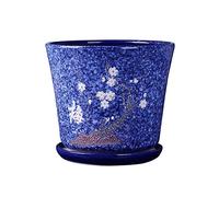 YRYRYW 15.5cm Blue Pot with Tray Ancient Ceramic Style Flower Pot Container Elegant for Home Garden Kitchen Decoration Vase Plum Pattern Plant Pot Balcony Cactus Flowerpot Household faucets