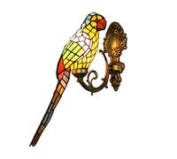 YRYRYW 21 Inch Parrot Wall Lamps Style Stained Glass Wall Sconce Lamp Vintage Large Parrot Wall Lights for Bedroom Living Room Aisle Bedside, E27,110-,B Household faucets