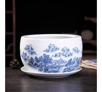 YRYRYW 9.4 Inch Hand Painted Round Ceramic Succulent Cactus Planter Pot Clay Flower Pot Floral Plate With Tray Hand Painted Classical Flower Pot Specialty Of China Household faucets