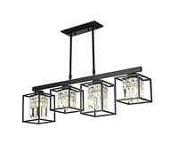 YRYRYW American Creative Light Luxury Square Crystal Dining Chandelier,E27 Nordic Restaurant Crystal Chandelier,For Dining Table Dining Room Bar Study Lamp-Black. 90 * 80cm Household faucets