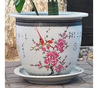 YRYRYW Antique Chinese Famille Rose Porcelain Flower Flowerpot Retro Decoration Ceramic Chinese Flower Pot Eastern Culture 1380 Degree High Firing Household faucets