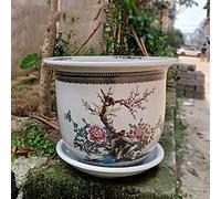 YRYRYW Antique Chinese Famille Rose Porcelain Flower Flowerpot Retro Decoration Ceramic Chinese Flower Pot Eastern Culture 1380 Degree High Firing Household faucets