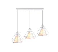 YRYRYW Bar Counter Milk Tea Shop Living Room Commercial Dining Room Lamp,E27 Three Heads Chandelier,European Style Iron Art Chandelier-White. 3 straight plates Household faucets