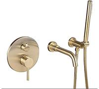 YRYRYW Bathtub Shower Faucet Wall Mount Brushed Gold 360 Rotation Spout Shower Brass Handshower Bathroom Shower System Tap Household faucets