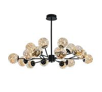 YRYRYW Bedroom Light,Living Room Restaurant Shop Commercial Bedroom,Creative Gypsophila Chandelier,LED Nordic Light Luxury Magic Bean Glass Chandelier-Black warm light 18t Household faucets