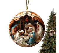 YRYRYW Birth of Jesus Christmas Decorations - Acrylic Christmas Navity Scene - Traditional Crafts Beautifully Carved Pendant Decor for Family Window Wall Stair Railing Porch Car Rear View Household