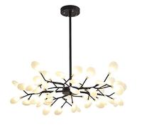 YRYRYW Black During Light Branch Adjustable Height Ceiling Light Light Fixture Industrial Vintage For Kitchen Dining Room Lighting, Sputnik Firefly Chandelier-Black and matte white glass lampshade 45
