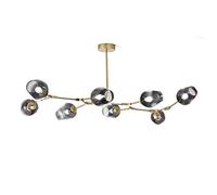 YRYRYW Blue Glass Shade Ceiling Lamp,E27 Nordic Molecular Sputnik Glass Chandelier,Six Heads Height Adjustable Chandelier,Wrought Iron Medieval Ceiling Lamp-Gradient smoke gray lampshade Household